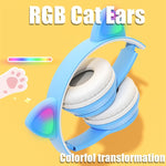 Pink Girl Wireless Headphones RGB Cute Cat Ears Headset With Microphone Noise Cancelling Kid Stereo Music casco Children's Gifts