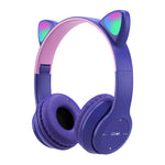 Pink Girl Wireless Headphones RGB Cute Cat Ears Headset With Microphone Noise Cancelling Kid Stereo Music casco Children's Gifts