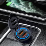 Cigarette Lighter Socket Car USB 12V-24V Cigarette Powerful Lighters QC3.0 Fast Charging Phone Ipad Charge Electronics Accessory