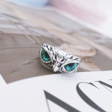 NEW Retro Cute Simple Design Owl Ring Multicolor Eyes Silver Color Men Women Engagement Wedding Rings Jewelry Gifts Resizable