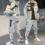 Men&#39;s Tracksuit Man Two Piece Set Sweatsuit Polyester Overalls Leisure Suit Hooded Jackets And Hip Hop Harlan Pants