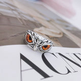 NEW Retro Cute Simple Design Owl Ring Multicolor Eyes Silver Color Men Women Engagement Wedding Rings Jewelry Gifts Resizable