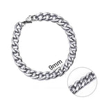 Jiayiqi 3-11 mm Men Chain Bracelet Stainless Steel Curb Cuban Link Chain Bangle for Male Women Hiphop Trendy Wrist Jewelry Gift