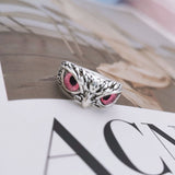 NEW Retro Cute Simple Design Owl Ring Multicolor Eyes Silver Color Men Women Engagement Wedding Rings Jewelry Gifts Resizable