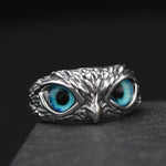 NEW Retro Cute Simple Design Owl Ring Multicolor Eyes Silver Color Men Women Engagement Wedding Rings Jewelry Gifts Resizable