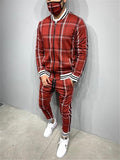 New Men Set Tracksuit Men Sportsuits Gentlemen Set Zipper jacket suit Long Sleeve stripe Coat+Pants Gyms Casual Sportswear Suit