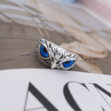 NEW Retro Cute Simple Design Owl Ring Multicolor Eyes Silver Color Men Women Engagement Wedding Rings Jewelry Gifts Resizable