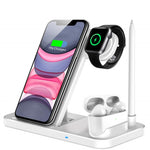 15W Qi Fast Wireless Charger Stand For iPhone 14 13 12 11 8 Apple Watch 4 in 1 Foldable Charging Station for Airpods Pro iWatch