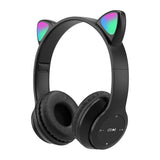 Pink Girl Wireless Headphones RGB Cute Cat Ears Headset With Microphone Noise Cancelling Kid Stereo Music casco Children's Gifts