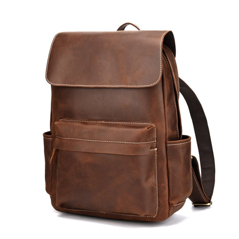Genuine leather cow skin men large backpack outdoor travel backpack high quality