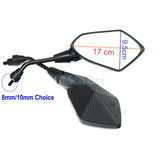 LMoDri 2Pcs/Pair Motorcycle Mirror Scooter E-Bike Rearview Mirrors Electrombile Back Side Convex Mirror 8mm 10mm Carbon Fiber