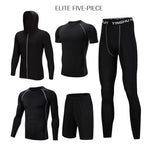 WorthWhile 5 Pcs/Set Men&#39;s Tracksuit Compression Sports Wear for Men Gym Fitness Exercise Workout Tights Running Jogging Suits