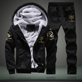 New Winter Tracksuits Men Set Thick Fleece Hoodies+Pants Suit Zipper Hooded Sweatshirt Sportswear Set Male Hoodie Sporting Suits