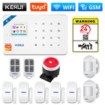 KERUI Tuya Smart WIFI GSM Security Alarm System Works With Alexa Home Burglar Motion Detector Smoke Door Window Sensor IP Camera