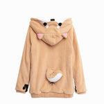 Harajuku Japanese Kawaii Hoodies Women Sweatshirts With Ears Cute Doge Muco Winter Plush Lovely Muco ! Anime Hooded Hoodie