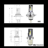 AC 12V H4 BA20D LED Motorcycle Headlight Blub DC 11V-60V 2000LM 6500K Moto Light 1860 Chip HS1 H6 Scooter Motobike Head Lamp