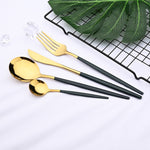 36Pcs White Gold Dinnerware Cutlery Set Knife Dessert Fork Coffee Spoon Flatware Stainless Steel Silverware Party Tableware Set