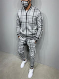 New Men Set Tracksuit Men Sportsuits Gentlemen Set Zipper jacket suit Long Sleeve stripe Coat+Pants Gyms Casual Sportswear Suit