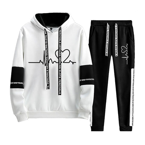 Tracksuit Women Hoodies Sweatshirt and Pants Sets Pullover Hooded Sweatshirts White Black Autumn Spring Outfits Suit Female New