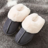 JIANBUDAN Plush warm Home flat slippers Lightweight soft comfortable winter slippers Women&#39;s cotton shoes Indoor plush slippers