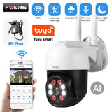 Fuers 1080P 3MP IP Camera Tuya Smart Outdoor Home Security Auto Tracking AI Human Detection Camera WIFI CCTV Surveillance Camera