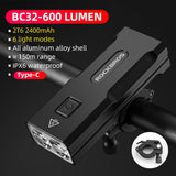 ROCKBROS Bike Light Rainproof Type-C Charging LED 2000mAh MTB Front Lamp Headlight Aluminum Ultralight Flashlight Bicycle Light