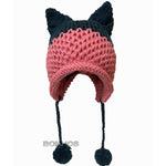 BomHCS Cute Fox Ears Beanie Winter Warm 100% Handmade Knit Hat