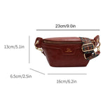 Ladies Vintage Sling Waist Pack Zipper Oil Wax Solid Leather Crossbody Bags Female Retro Wide Strap Leisure Travel Shoulder Bag