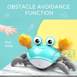 Crawling Crab Baby Toys with Music LED Light Up Musical Toys for Toddler Automatically Avoid Obstacles Interactive Toys for Kids