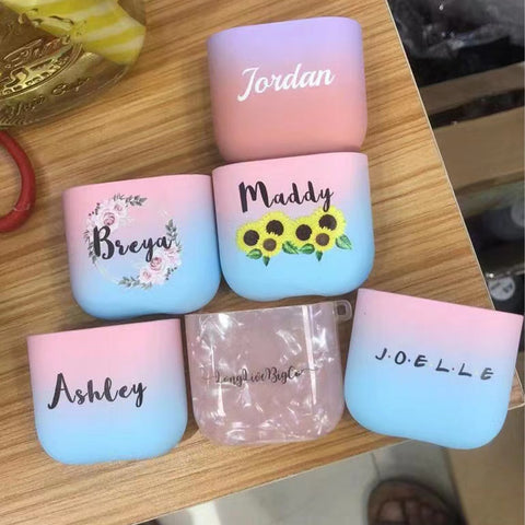 Private Custom Case for Apple Airpods 1 2 3  Pro 2 DIY Matte Colorful Glitter Macaron Soft TPU Cover Name Logo Text Customized