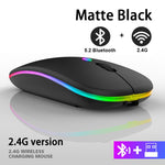 Rechargeable Bluetooth Wireless Mouse with 2.4GHz USB RGB 1600DPI Mouse for Computer Laptop Tablet PC Macbook Gaming Mouse Gamer