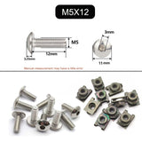10 Set Plastic Cover Silver Stainless Steel Screw Bolt and U Type Clips with Nut M6 6mm M5 5mm for Motorcycle Scooter ATV Moped