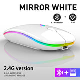 Rechargeable Bluetooth Wireless Mouse with 2.4GHz USB RGB 1600DPI Mouse for Computer Laptop Tablet PC Macbook Gaming Mouse Gamer