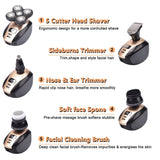 5 In 1 4D Men&#39;s Rechargeable Bald Head Electric Shaver 5 Floating Heads Beard Nose Ear Hair Trimmer Razor Clipper Facial Brush