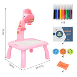 Kids Led Projector Drawing Table Toy Set Art Painting Board Table Light Toy Educational Learning Paint Tools Toys for Children