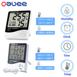 Oauee LCD Electronic Digital Temperature Humidity Meter Indoor Outdoor Thermometer Hygrometer Weather Station Clock HTC-1 HTC-2