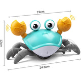 Crawling Crab Baby Toys with Music LED Light Up Musical Toys for Toddler Automatically Avoid Obstacles Interactive Toys for Kids