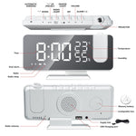 FM Radio LED Digital Smart Alarm Clock Watch Table Electronic Desktop Clocks USB Wake Up Clock with 180° Time Projection Snooze