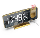 FM Radio LED Digital Smart Alarm Clock Watch Table Electronic Desktop Clocks USB Wake Up Clock with 180° Time Projection Snooze