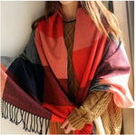 SELLWORLDER  Women Winter Scarf Girls Long Size Grid Patchwork Pattern Scarves & Wraps Fashion Accessories - shop.livefree.co.uk