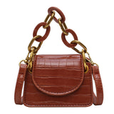 Stone Pattern PU Leather Crossbody Bags For Women Thick Chain Design Shoulder Messenger Bag Lady Mini Tote Lipstick Handbags - shop.livefree.co.uk