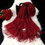 Women solid color winter cashmere scarf women long autumn - shop.livefree.co.uk