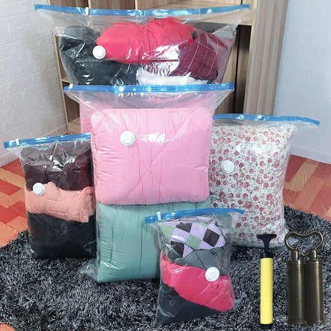 Air Vacuum Compressed Storage Bag Home Organizer Transparent Border Foldable Seal travel Saving Space Package Bags for clothes - shop.livefree.co.uk