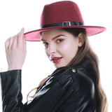 WELROG Black Red Fedora Hats For Women Imitation Wool Fedoras Panama Felt Hat Winter Men Jazz Hats Trilby Chapeau Femme Caps - shop.livefree.co.uk