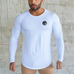 Casual Solid Workout Tee Top New Men Cotton Breathable Sports Long Sleeve T-shirt Spring Fashion Brand O-Neck Slim Fit Tshirt - shop.livefree.co.uk