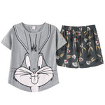 Summer Pyjamas Women Pink Bugs Bunny Pajama Set  Cute Cartoon Cotton Home Clothes Girl's Sleepwear - shop.livefree.co.uk