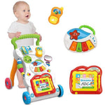 Multifunctional Baby Walker Stand-to-Sit Trolley Learning Walk Music Piano - shop.livefree.co.uk