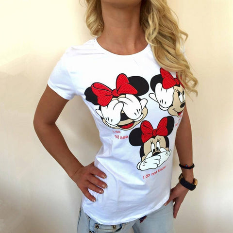 Cotton Minnie Mouse T-Shirt Short Sleeve - shop.livefree.co.uk