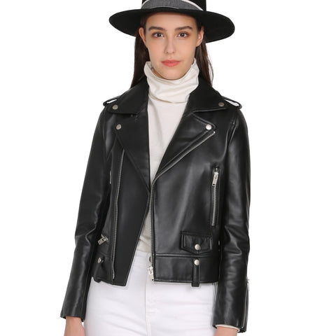 Spring Genuine Leather Jacket Women - shop.livefree.co.uk