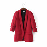 Pink Shawl Collar Elegant Office Ladies Workwear Blazer Long Sleeve Regular Fit - shop.livefree.co.uk